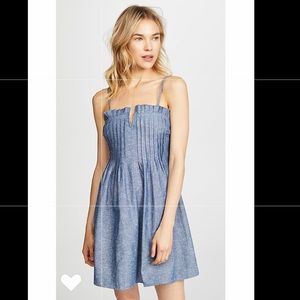 Madewell Chambray Pintuck Ruffle Dress Size 0